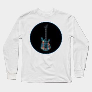 Tiled Pixel Armed and Homeless Guitar in a Black Circle Long Sleeve T-Shirt